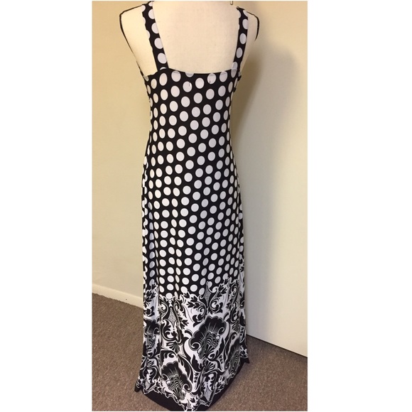 Black and White Polka Dot Maxi Dress - Picture 2 of 6